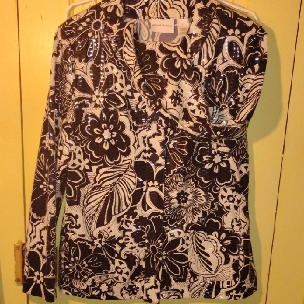Alfred Dunner Black and White Floral Jacket